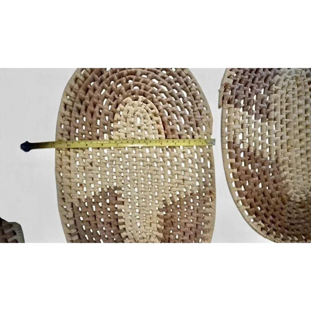 Vintage Hand Woven Natural Fiber Placemats Set of 4 Organic Modern